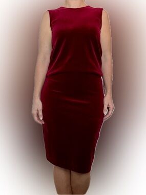Jil Sander Rich Velvet Midi Dress in Deep Red, US size 8